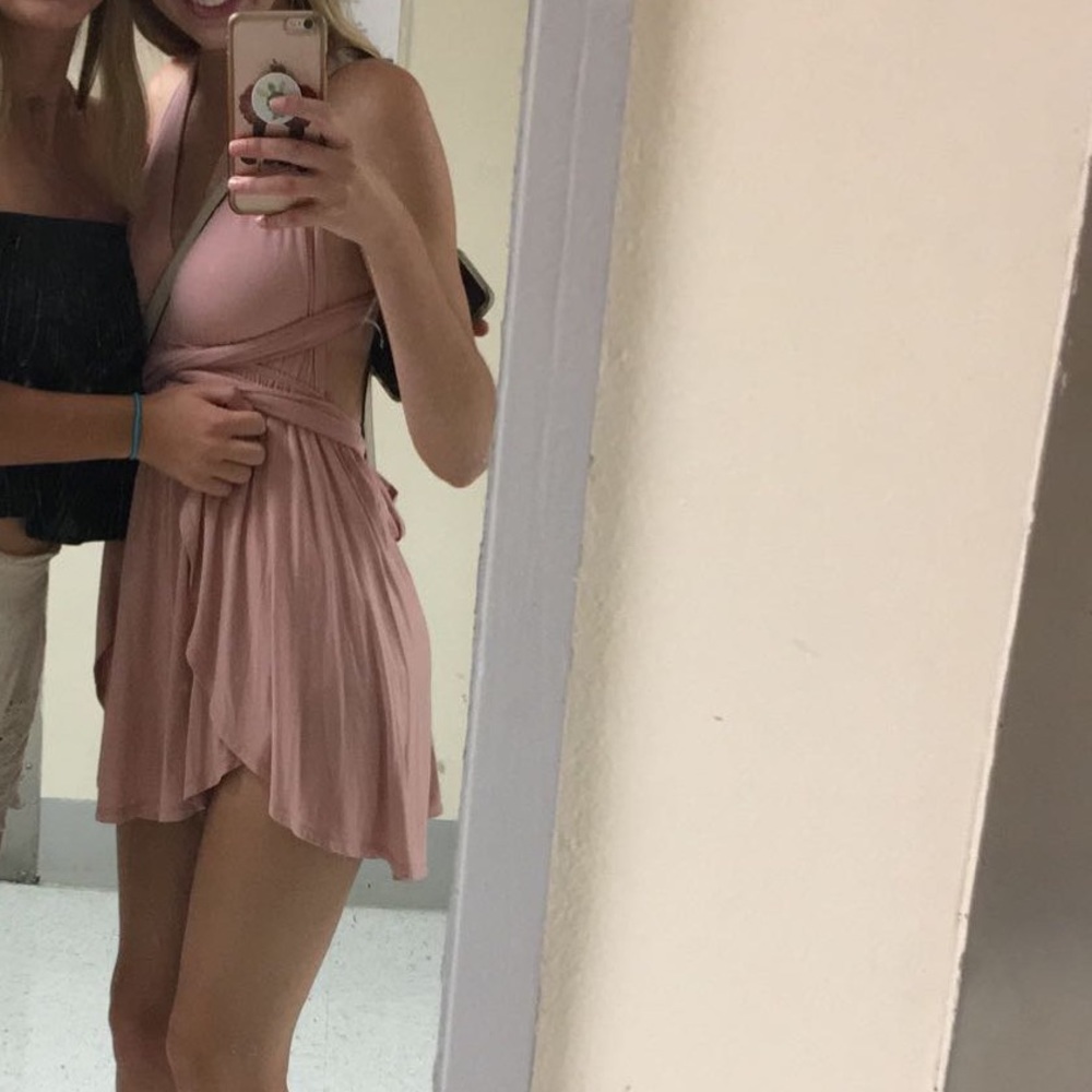 Pink wrap around dress